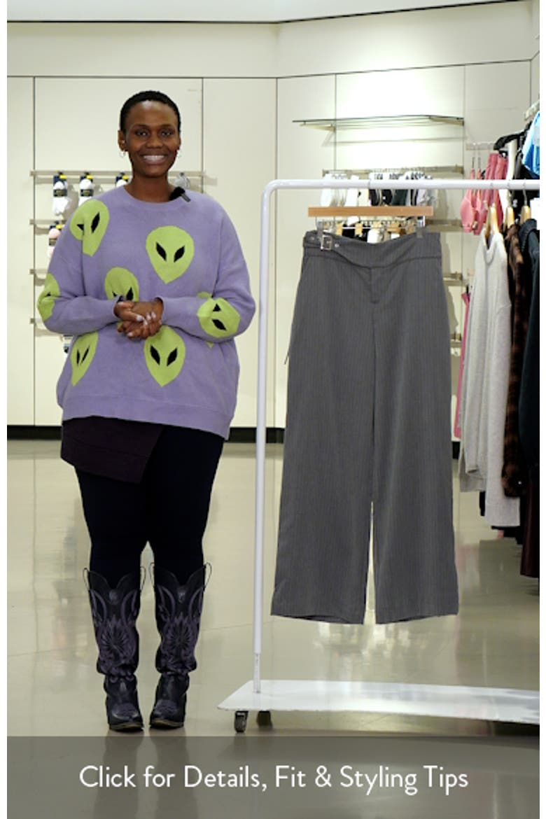 Jinny Pinstripe Buckle Waist Wide Leg Pants video