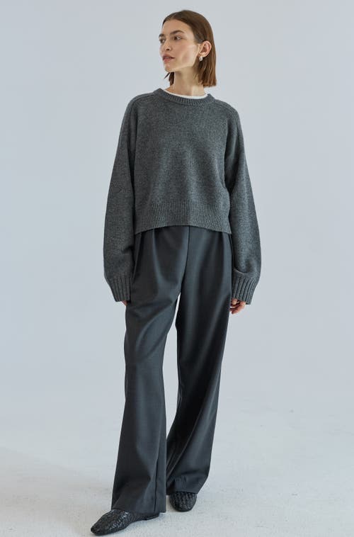 Almina Concept Waist Tie Wool Trousers In Gray