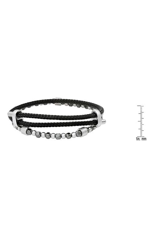 Hmy Jewelry Set Of 2 Leather & Beaded Bracelets In Black