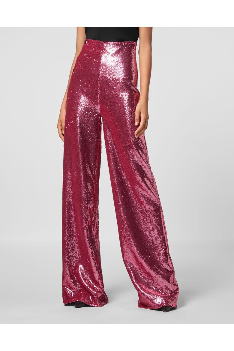 Long Trousers Paillettes Women, Main, color, Fuxia