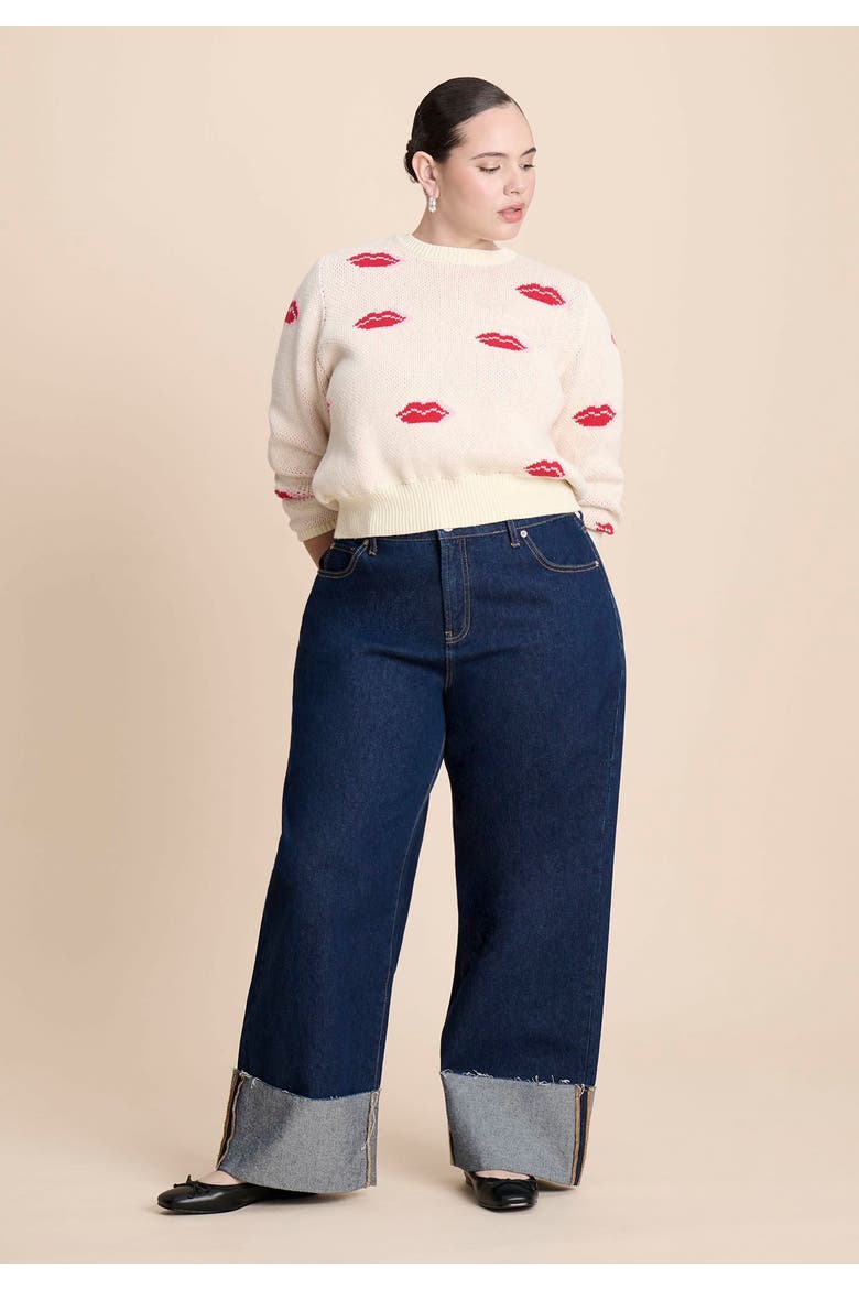 Scattered Lip Sweater, Alternate, color, LIPS PRINT