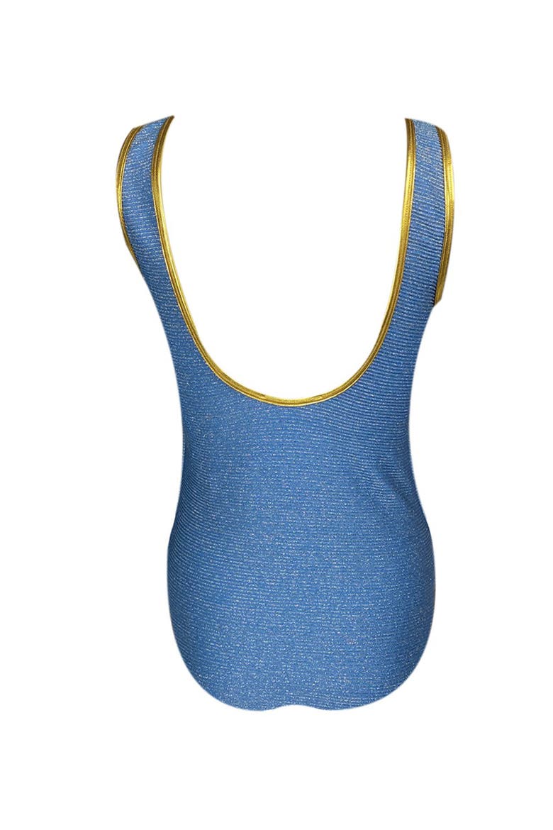 Kids' Casual Eyelet Detail One-Piece Swimsuit, Alternate, color, Blue