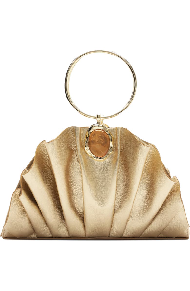 Arezzo Small Ravena Leather Clutch, Main, color, Platino