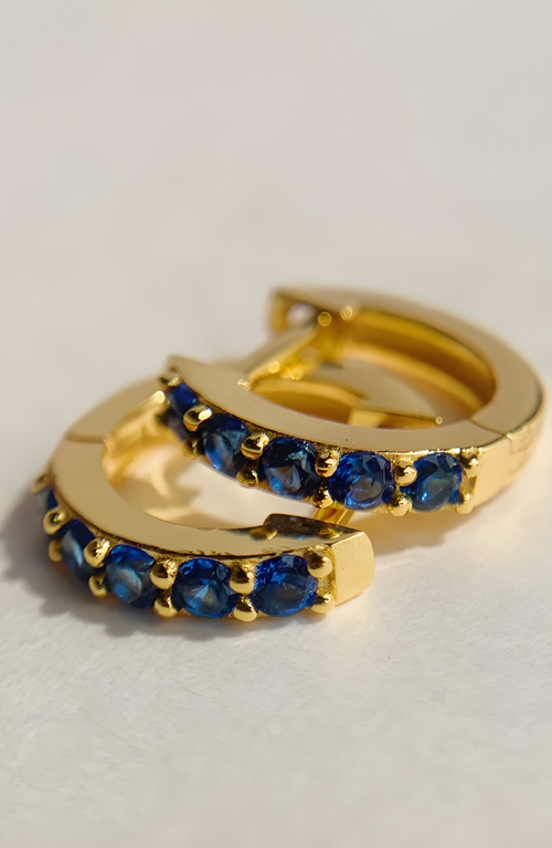 Little Sky Stone Birthstone Huggies In Blue