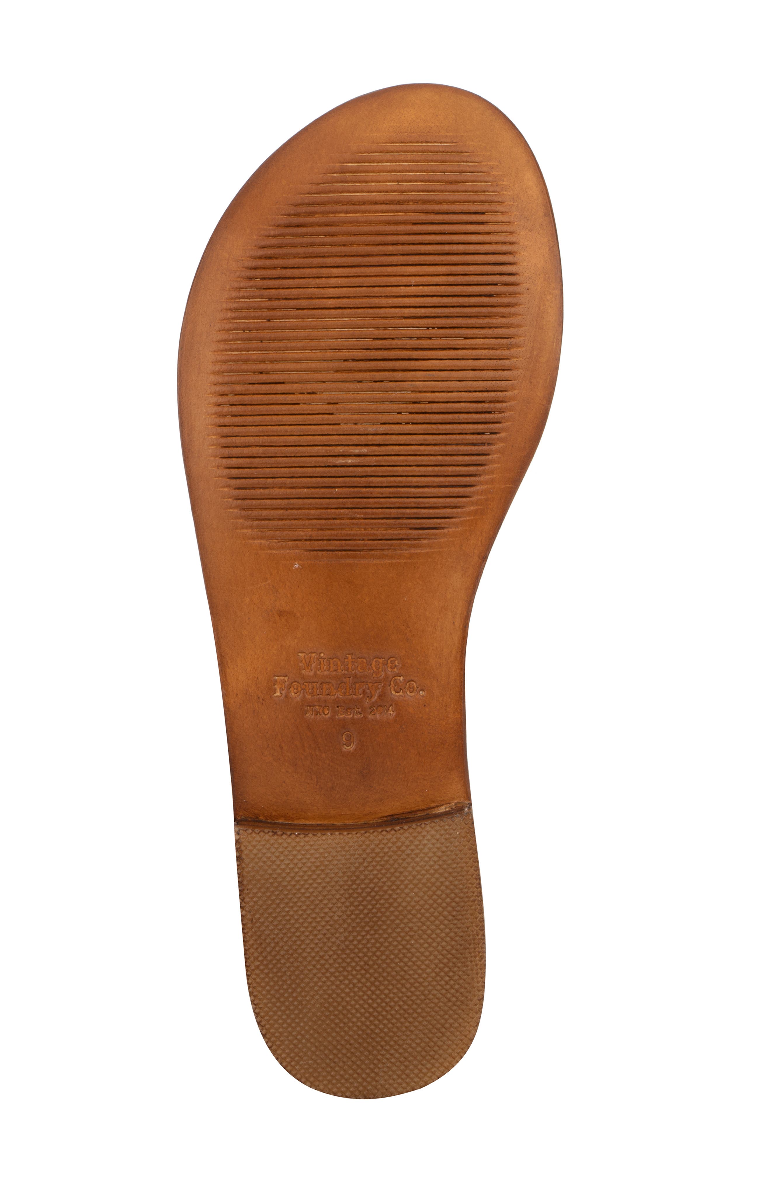 VINTAGE FOUNDRY Vina Snake Embossed Leather Ankle Strap Flat Sandal, Alternate, color, Tan