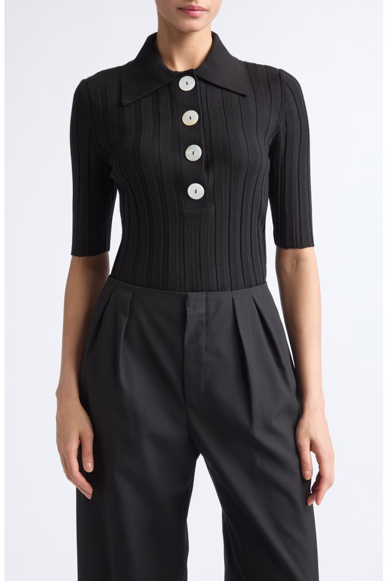 Sugarman Virgin Wool Rib Polo, Main, color, NOIR