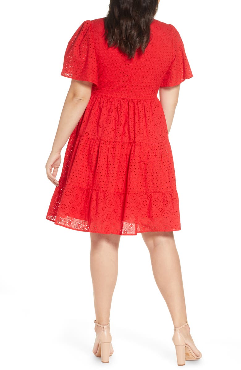 Rachel Parcell Mixed Eyelet A-Line Dress, Alternate, color, 