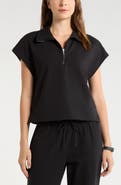 Zella Tempo Terry Half Zip Short Sleeve Sweatshirt