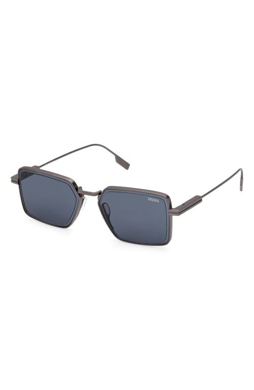 Zegna 56mm Rectangular Polarized Sunglasses In Blue