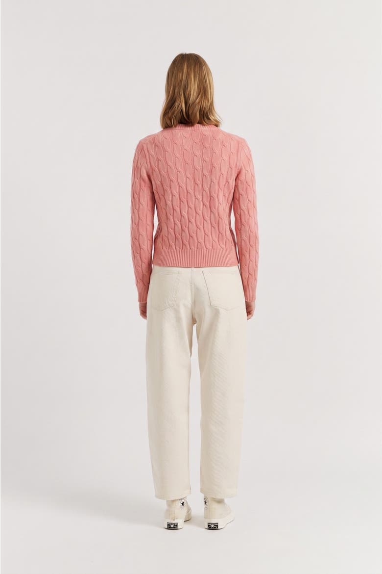 Pure Cashmere Cable Sweater, Alternate, color, Salmon