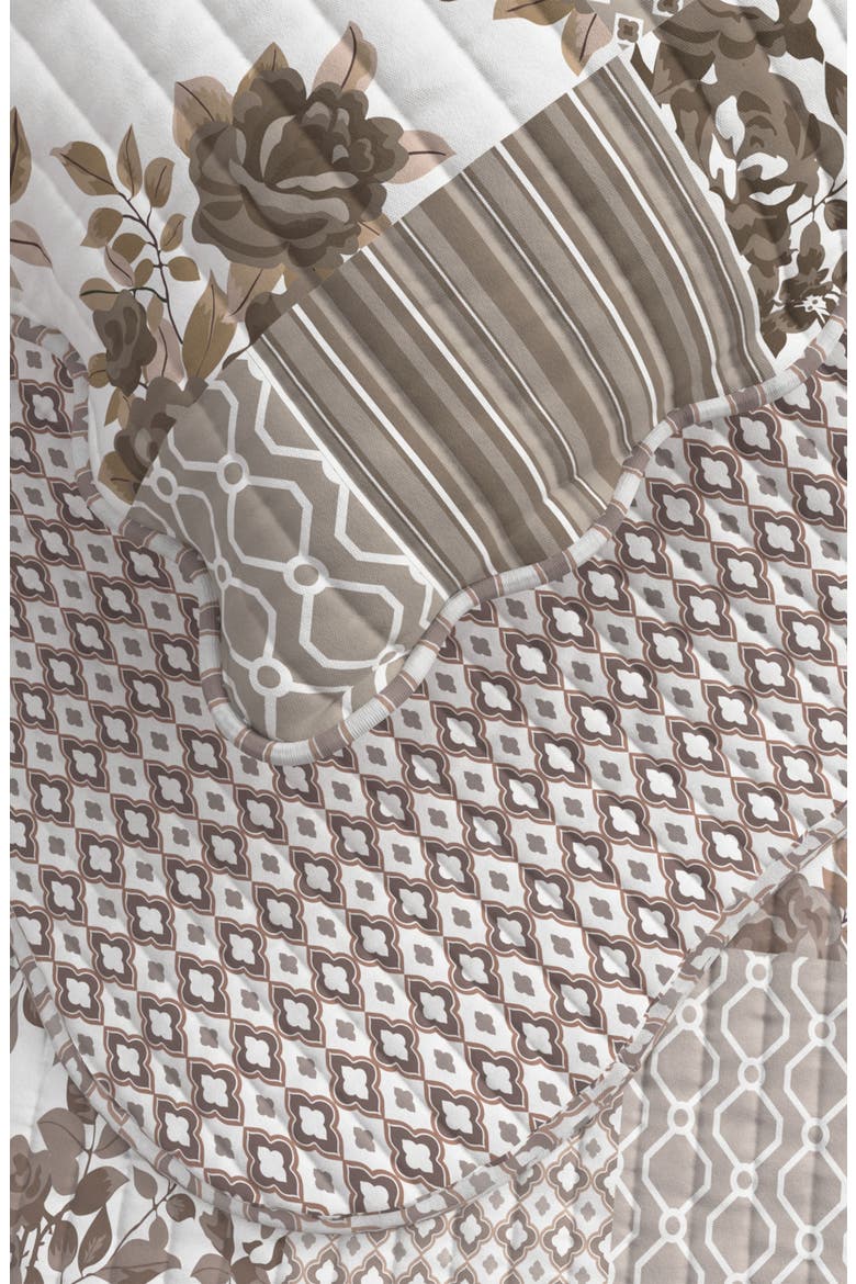 Langdon Scalloped Quilt 3-Piece Set, Alternate, color, LANGDON PATCHWORK TAUPE