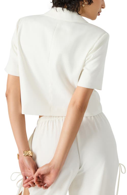 Steve Madden Fia Tie Front Short Sleeve Crop Blazer In White