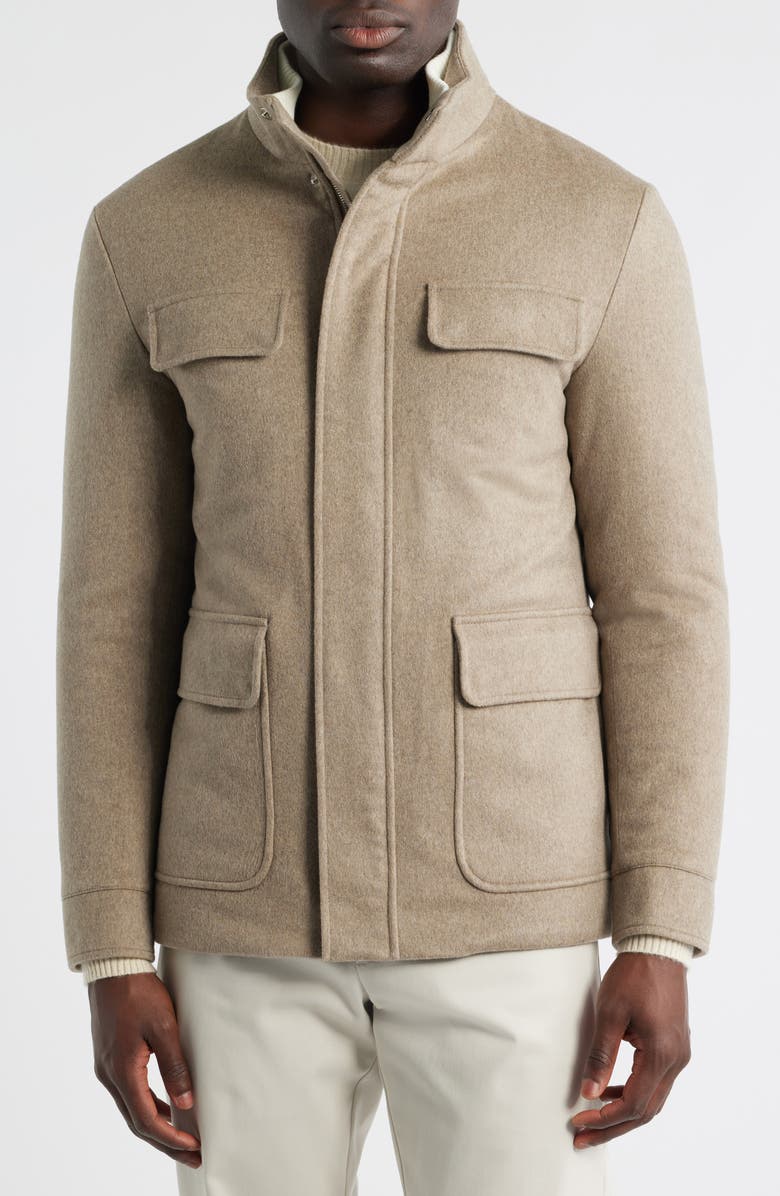 Aurélien Water Resistant Wool & Cashmere Field Jacket, Alternate, color, Taupe