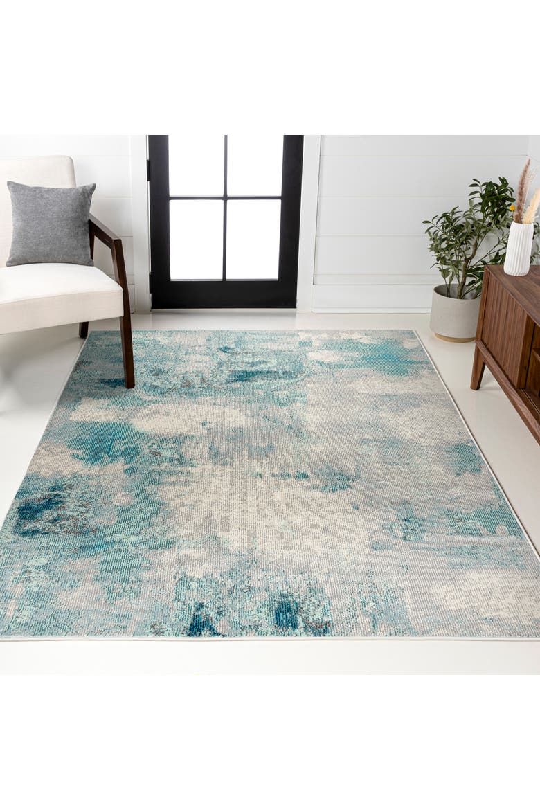 Contemporary POP Modern Abstract Vintage Area Rug, Alternate, color, Ivory-Blue