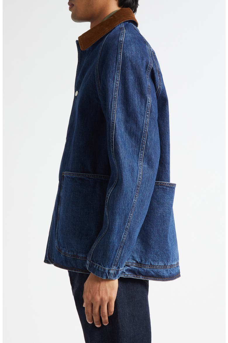Corduroy Collar Denim Chore Coat, Alternate, color, STONE WASH