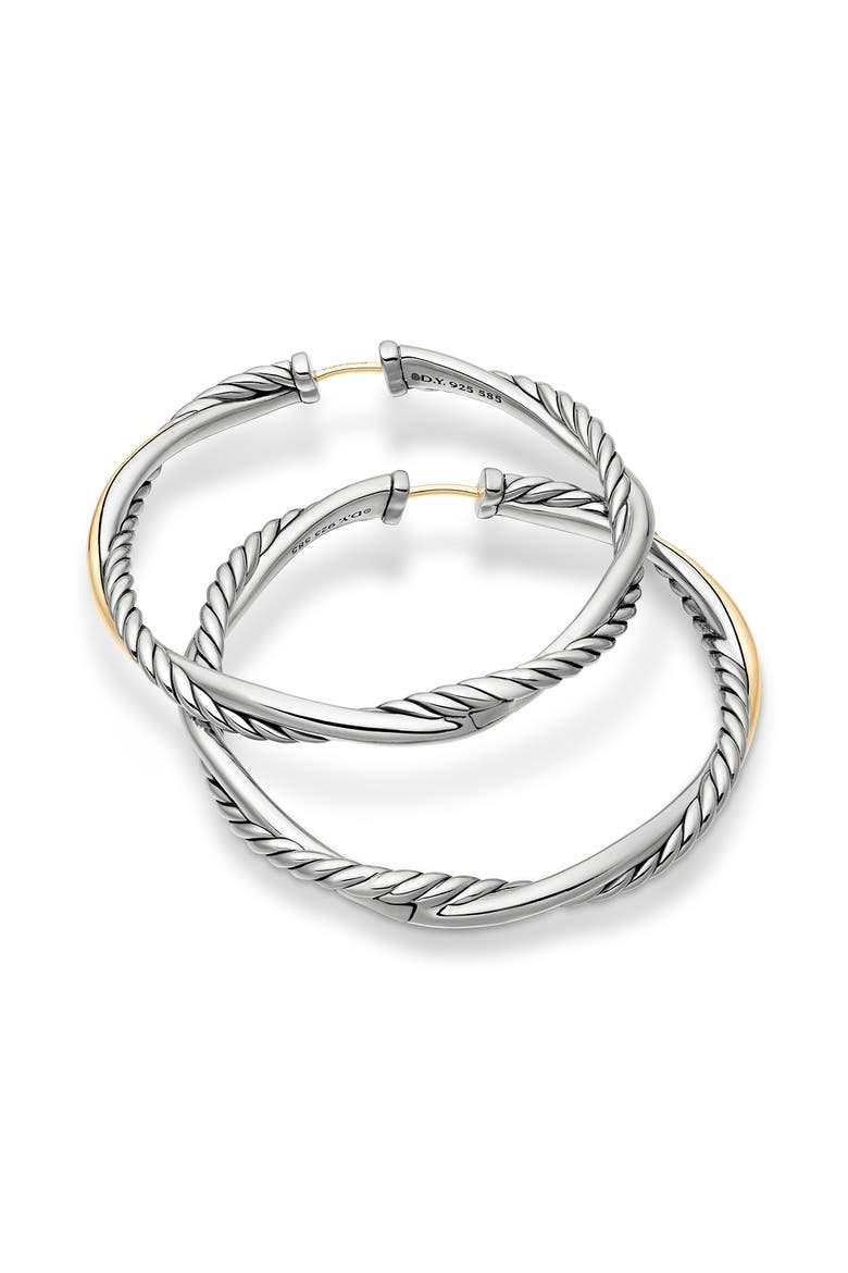 Petite Infinity Hoop Earrings in Sterling Silver with 14K Yellow Gold, Alternate, color, STERLING SILVER WITH 14K GOLD