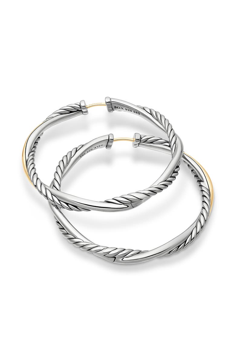 David Yurman Petite Infinity Hoop Earrings in Sterling Silver with 14K Yellow Gold, Alternate, color, Sterling Silver With 14K Gold