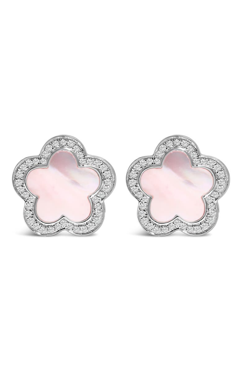 Haus of Brilliance 14K White Gold Mother of Pearl and 1/5 Cttw Diamond Halo Star Stud Earrings, Main, color, White