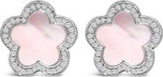 Haus of Brilliance 14K White Gold Mother of Pearl and 1/5 Cttw Diamond Halo Star Stud Earrings
