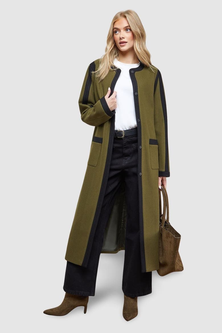 Tipped Coat, Main, color, Olive