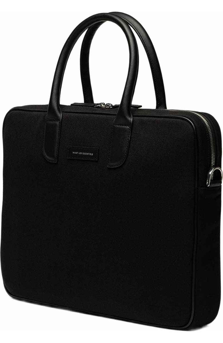 WANT Les Essentiels Lesage Organic Cotton Canvas Computer Bag, Alternate, color, Black