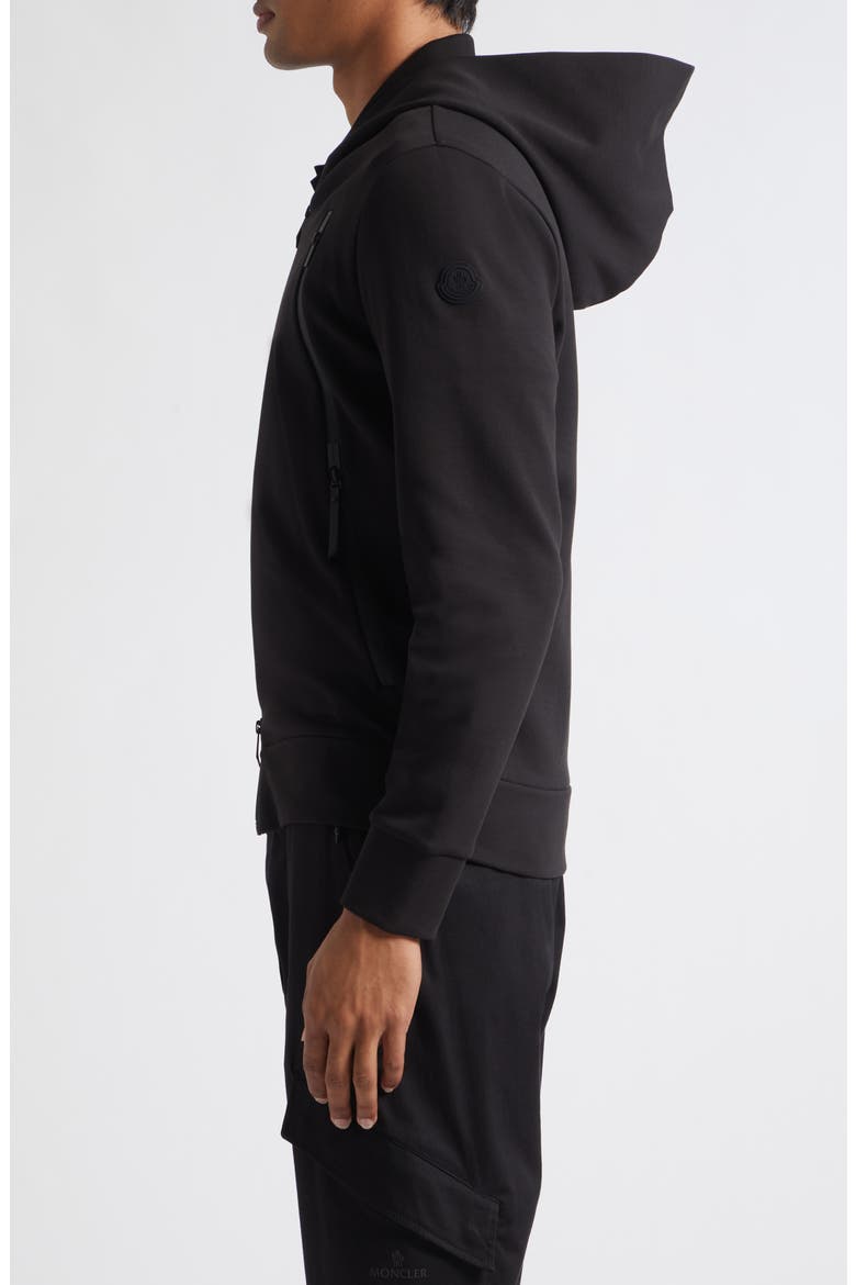 Cotton Blend Zip-Up Hoodie, Alternate, color, BLACK