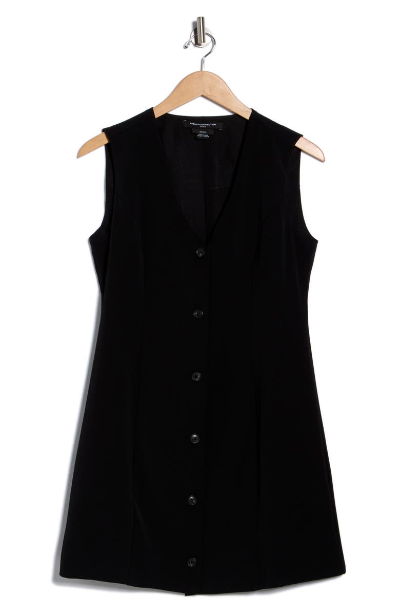 French Connection Button Down Sleeveless Dress, Alternate, color, Black