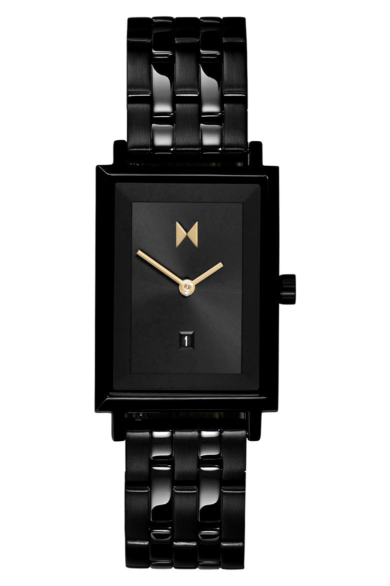 MVMT Signature Square Caviar Bracelet Watch, 24mm, Main, color, BLACK