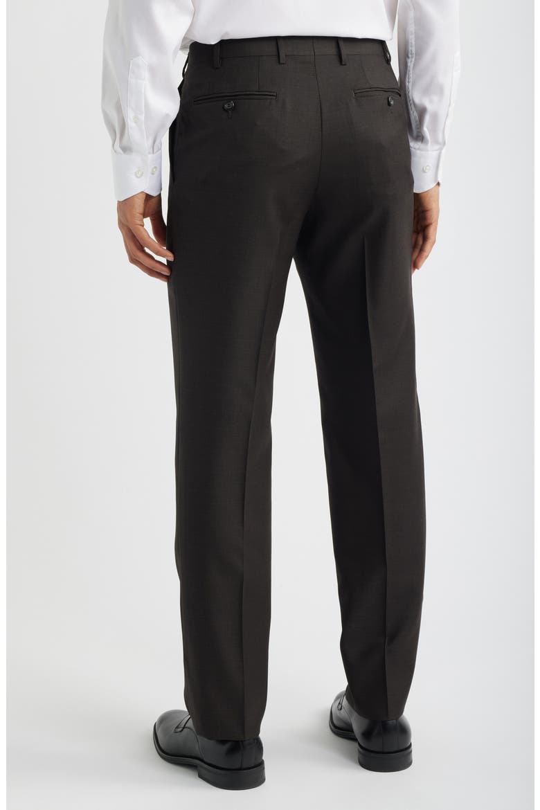 Siena Regular Fit Flat Front Solid Wool Suit Pants, Alternate, color, BROWN