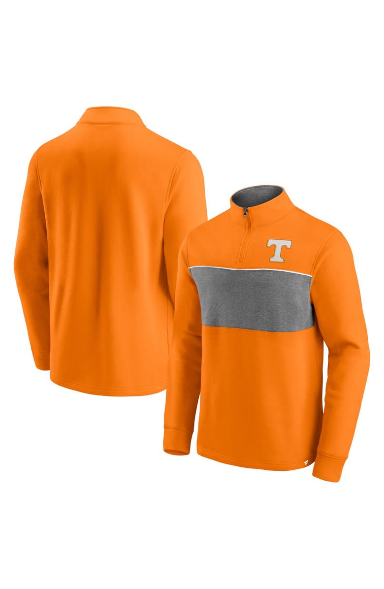 FANATICS Men's Fanatics Branded Tennessee Orange/Heathered Gray Tennessee Volunteers Primary Logo Quarter-Zip Jacket, Main, color, 