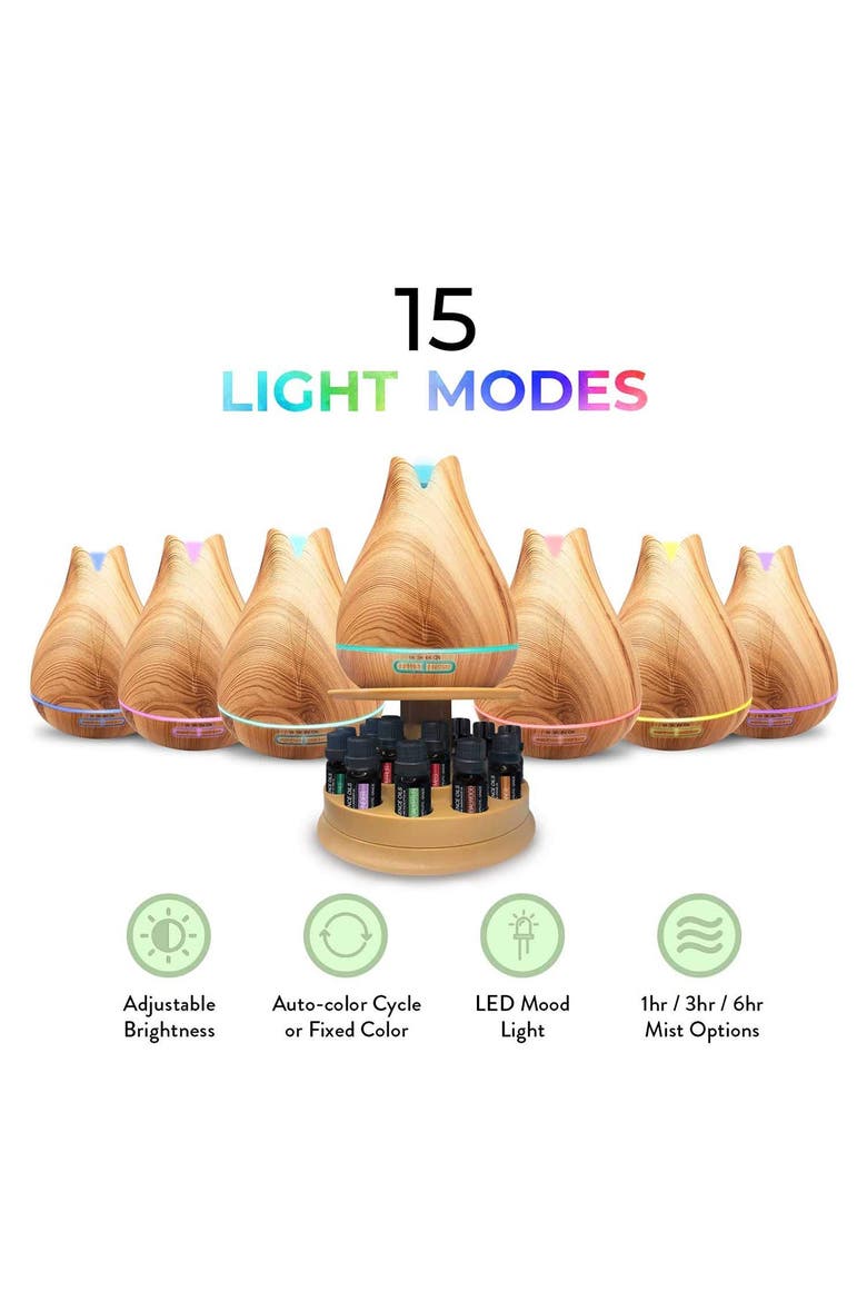 Ultimate Aromatherapy 400ml Essence Diffuser with Rotating Display Stand & 20 Essential Oils, Alternate, color, NO COLOR
