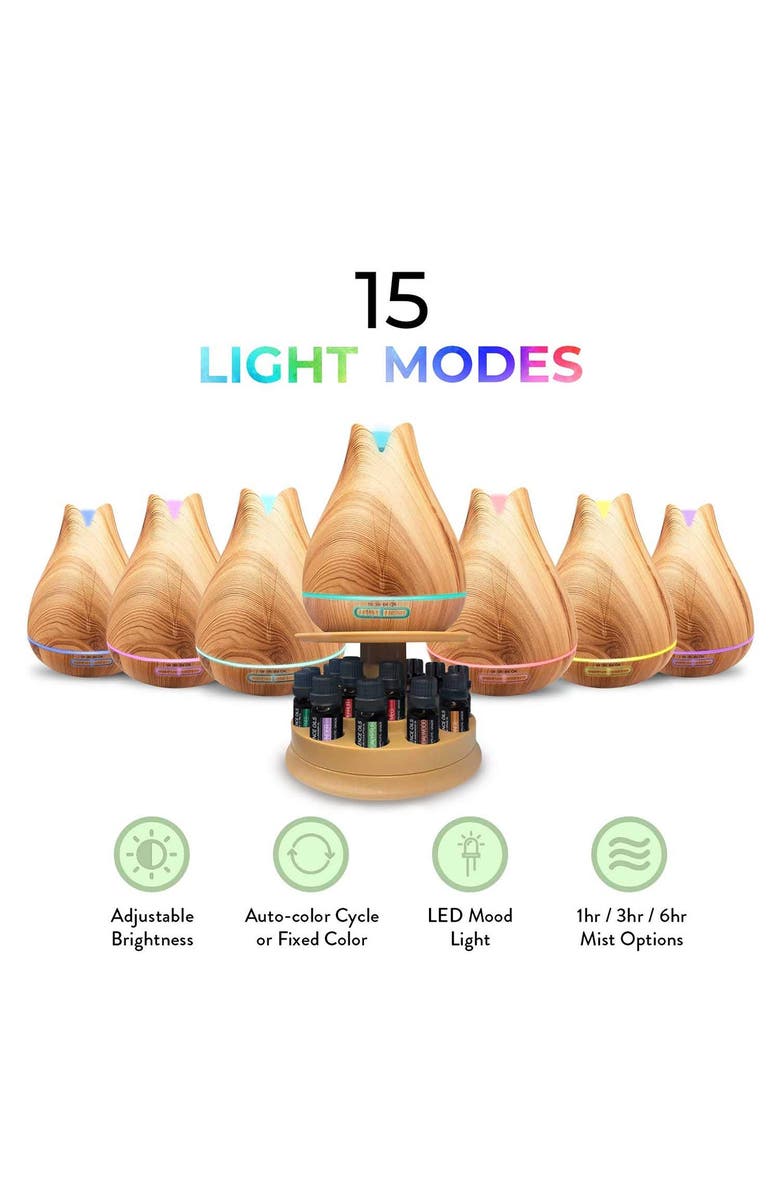 PURE DAILY CARE Ultimate Aromatherapy 400ml Essence Diffuser with Rotating Display Stand & 20 Essential Oils, Alternate, color,