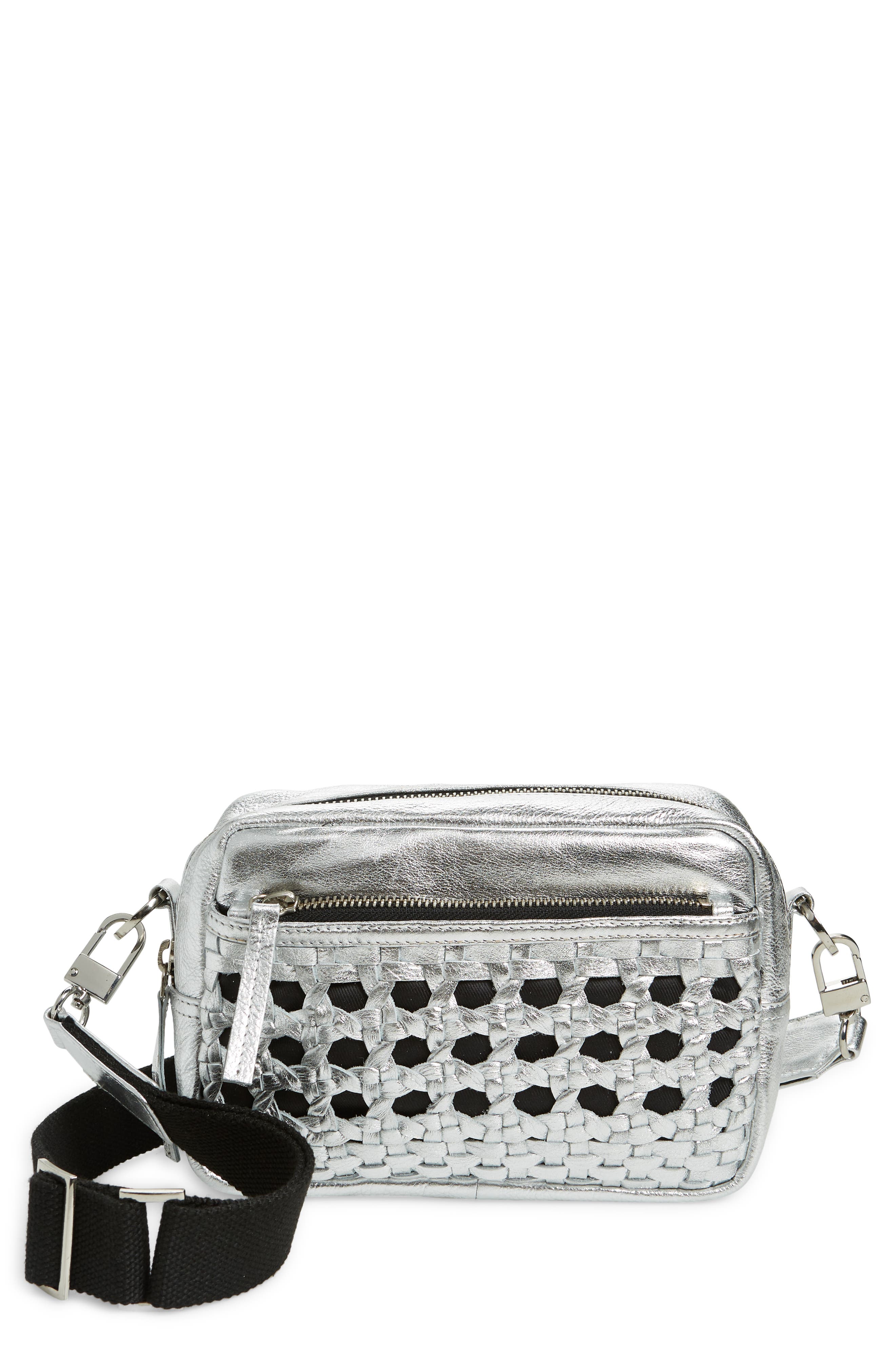 Topshop Lola Woven Leather Crossbody Bag, Main, color, 