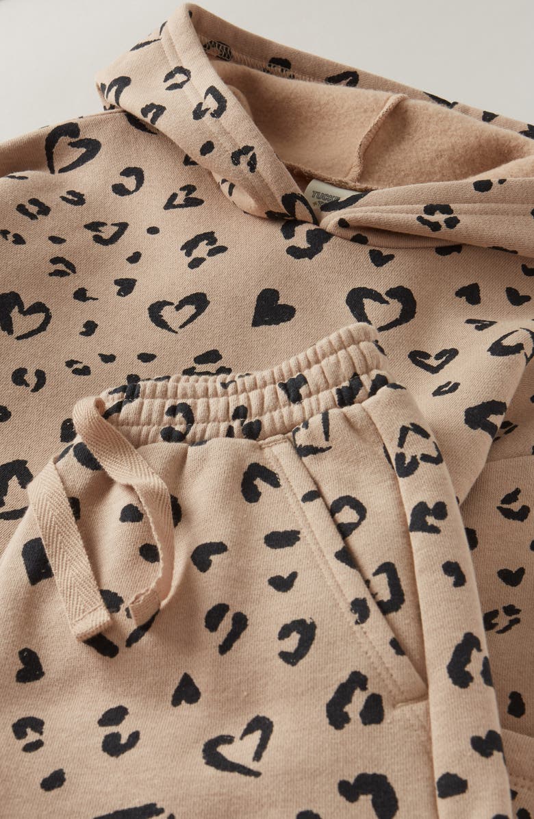 Tucker + Tate Kids' Fleece Hoodie & Pants Set, Alternate, color, Tan Natural Leopard Hearts