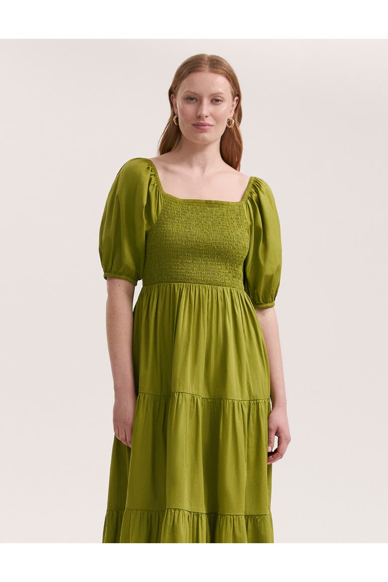 Melody Cotton Midi Tiered Dress, Alternate, color, Light Green