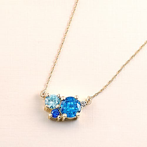 Bliss Diamond 3ct Blue Sapphire Topaz Aquamarine Diamond Pendant Necklace 14k Gold Lab Grown In 14k White Gold
