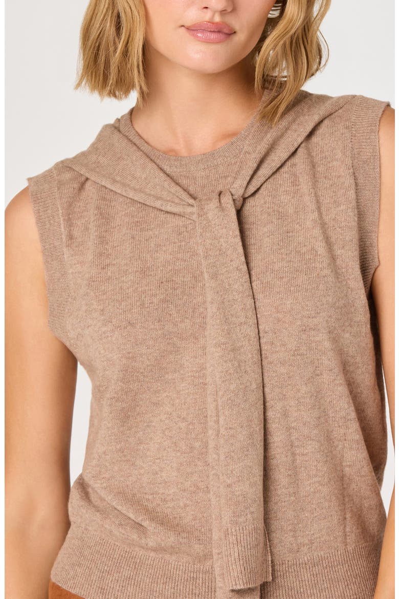 Scarf Tie Sleeveless Sweater, Alternate, color, NATURAL