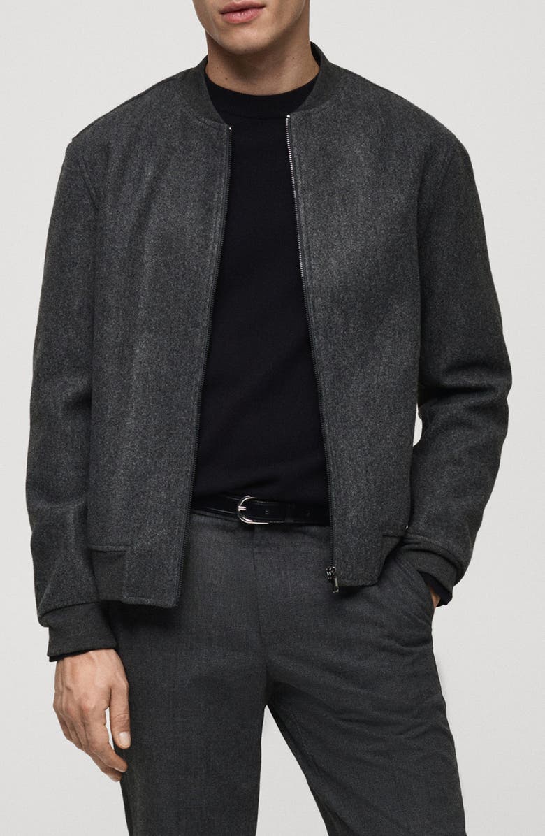 MANGO Flannel Bomber Jacket, Main, color, 