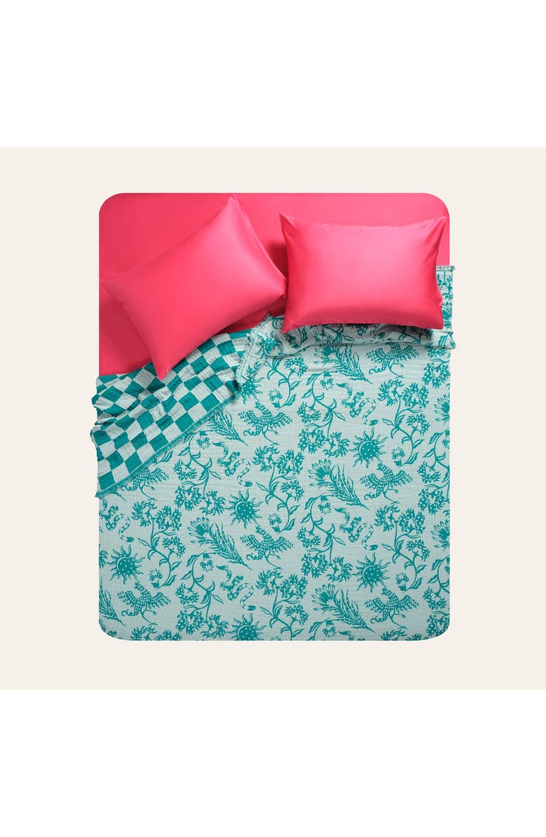 Zsa Zsa Zsu Costa Fringed Jacquard King Size 100% Cotton Bedspread 102X94 In, Alternate, color, Green