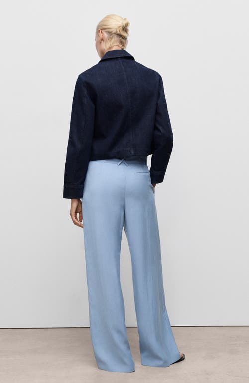 Mango Paperbag Waist Pants In Blue
