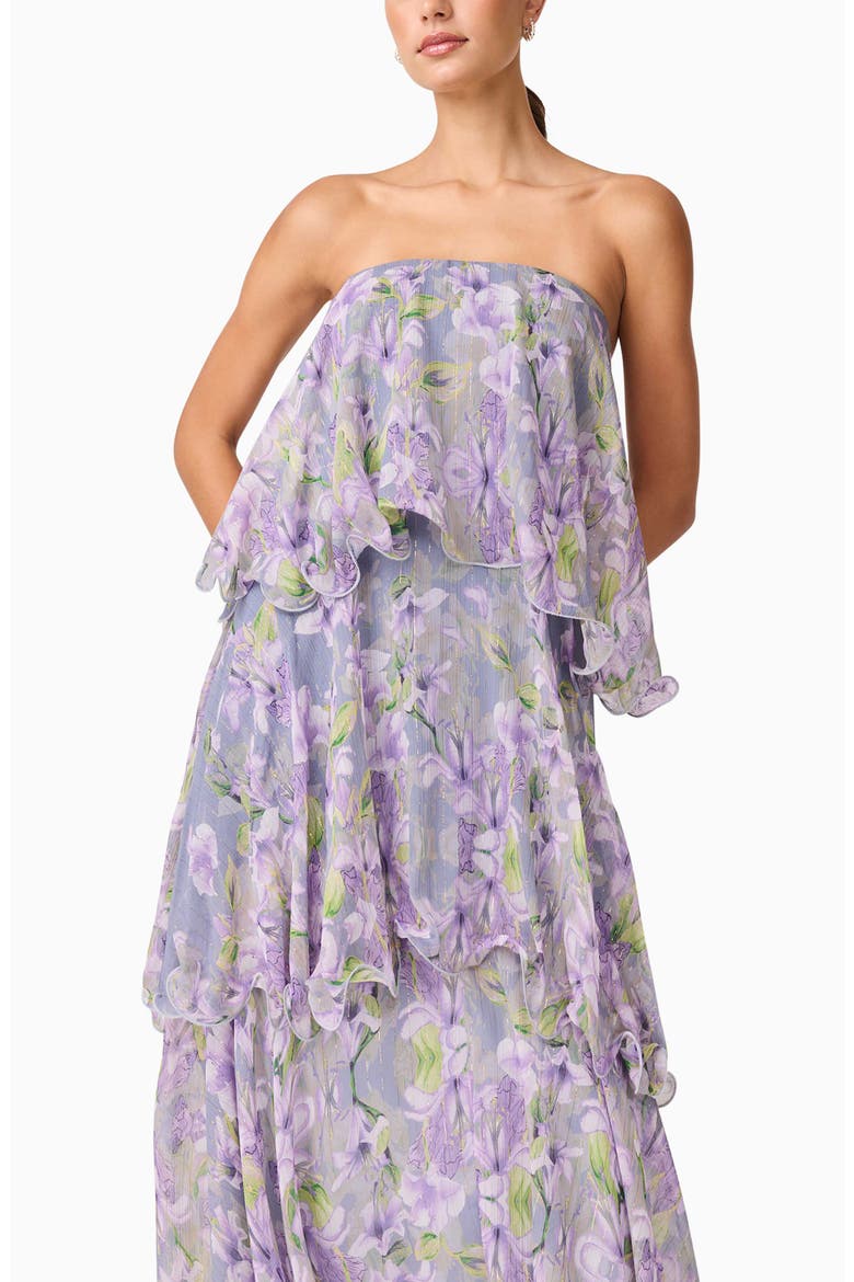 Milena Floral Tiered Ruffle Georgette Maxi Dress, Alternate, color, FOG LILAC