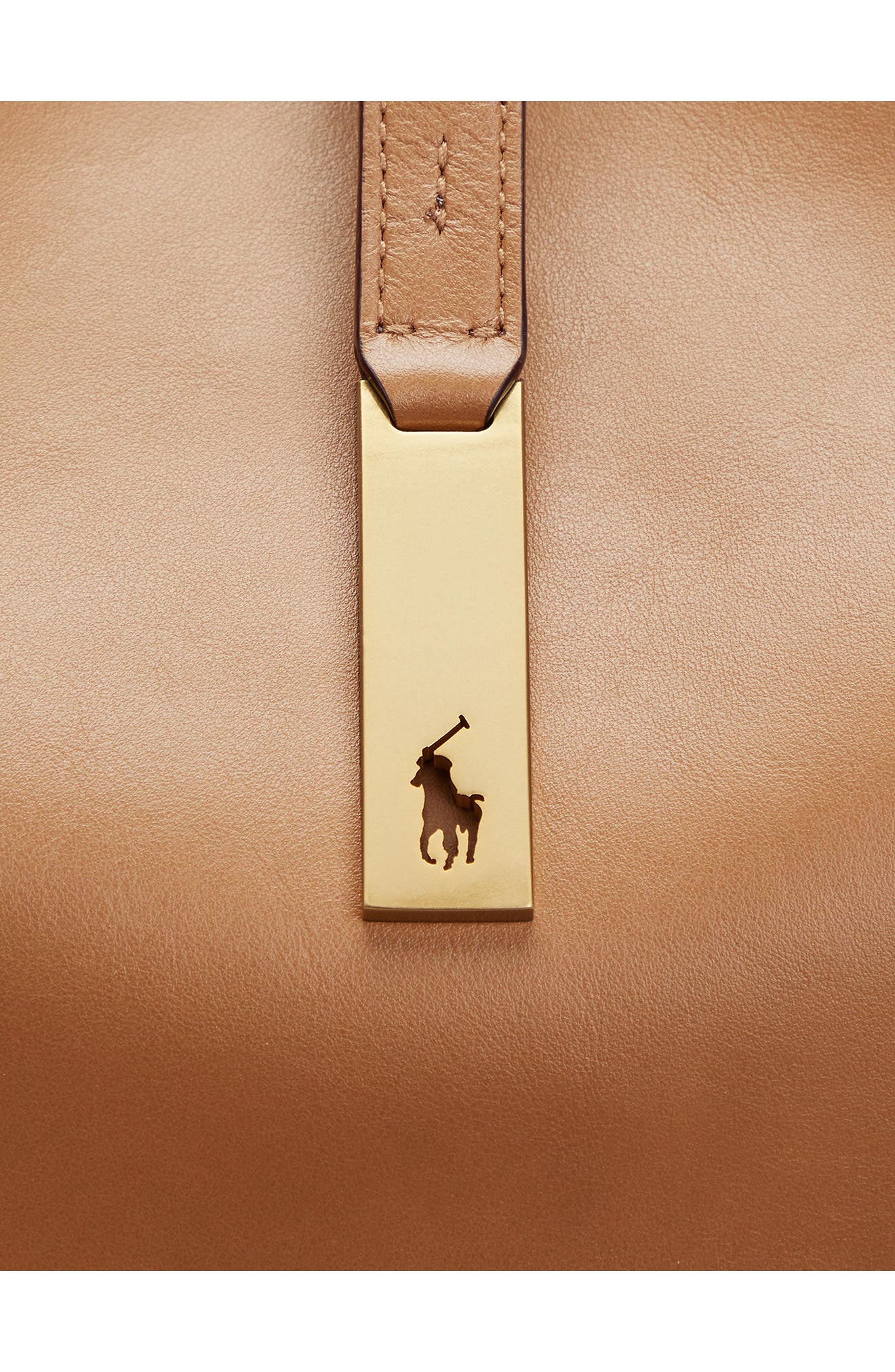 Polo Ralph Lauren Large Polo ID Leather Shoulder Bag, Alternate, color, Tan