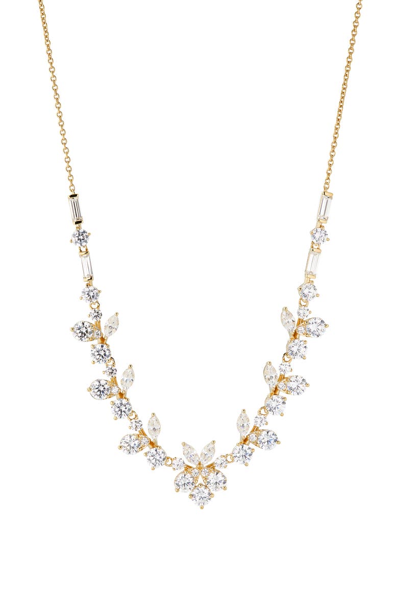Nadri Chiara Cubic Zirconia Cluster Necklace, Main, color, Gold
