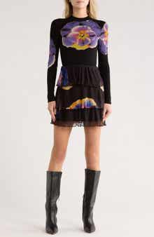 Desigual Mixed Media Long Sleeve Dress