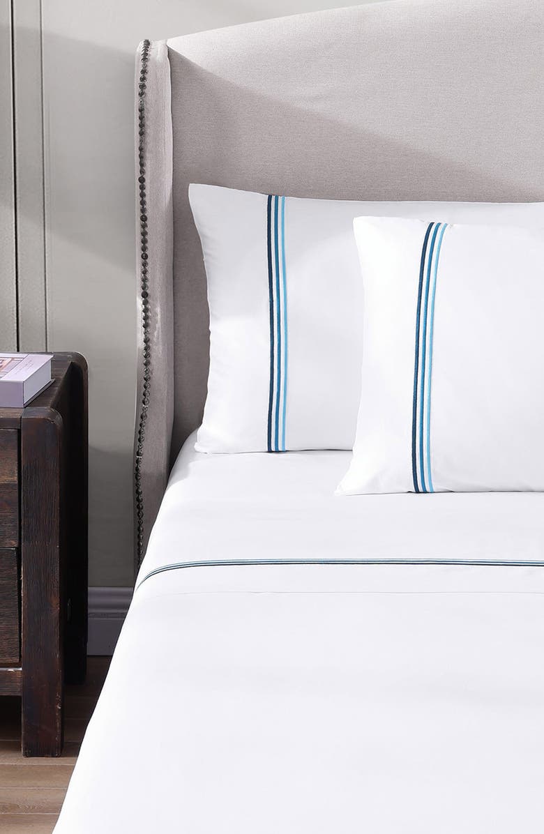 Pure Parima 700 Thread Count Egyptian Cotton Sateen Bratta Embroidery Triple Luxe Sateen 4-Piece Sheet Set, Main, color,