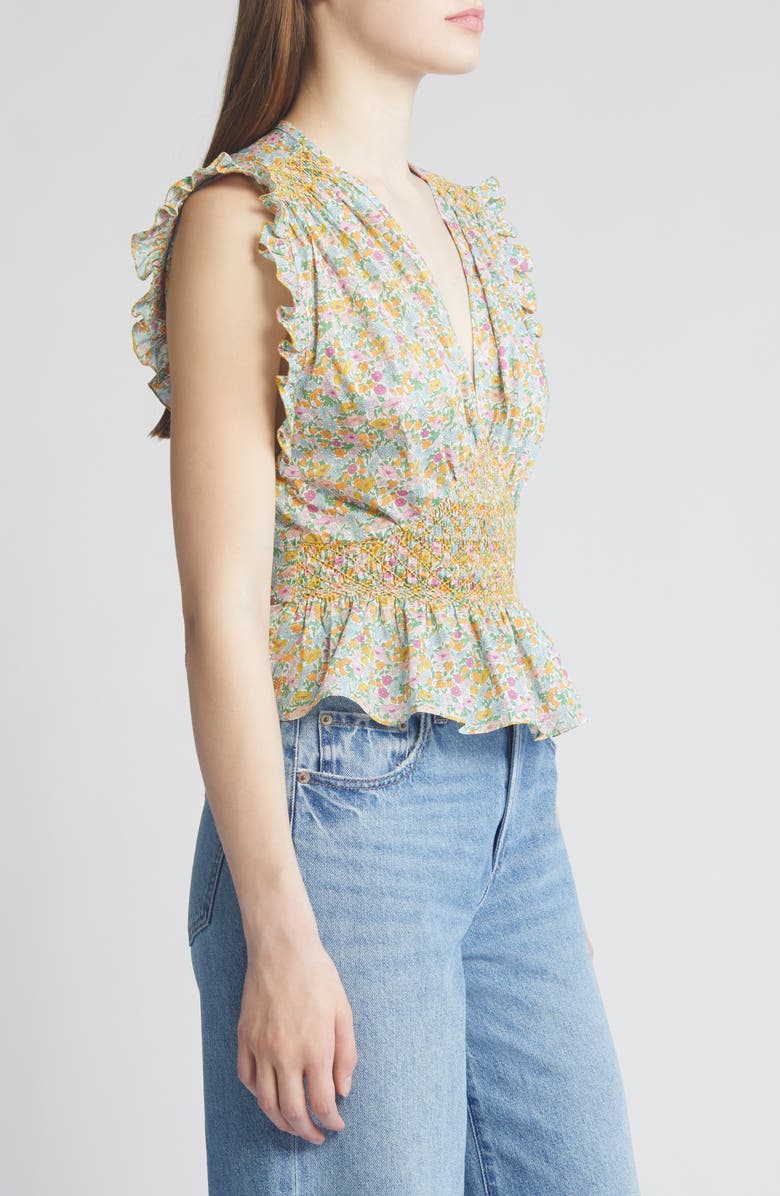 Loretta Caponi x Liberty London Valeria Floral Print Top, Alternate, color, Top Pastel Poppy Daisy