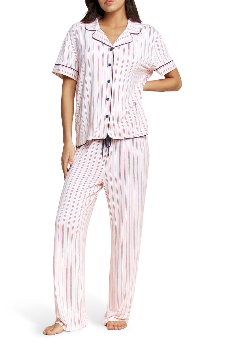 Honeydew All American Short Sleeve Pajamas, Main, color, Marzipan Stripe