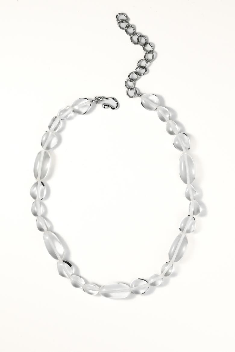 See Through Pebble Necklace, Main, color, Silver