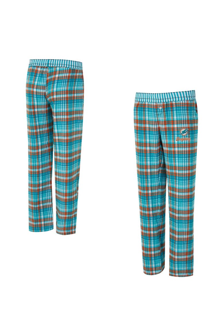 Women's Concepts Sport  Aqua Miami Dolphins Laney Plaid Tri-Blend Pants, Main, color, Aqua