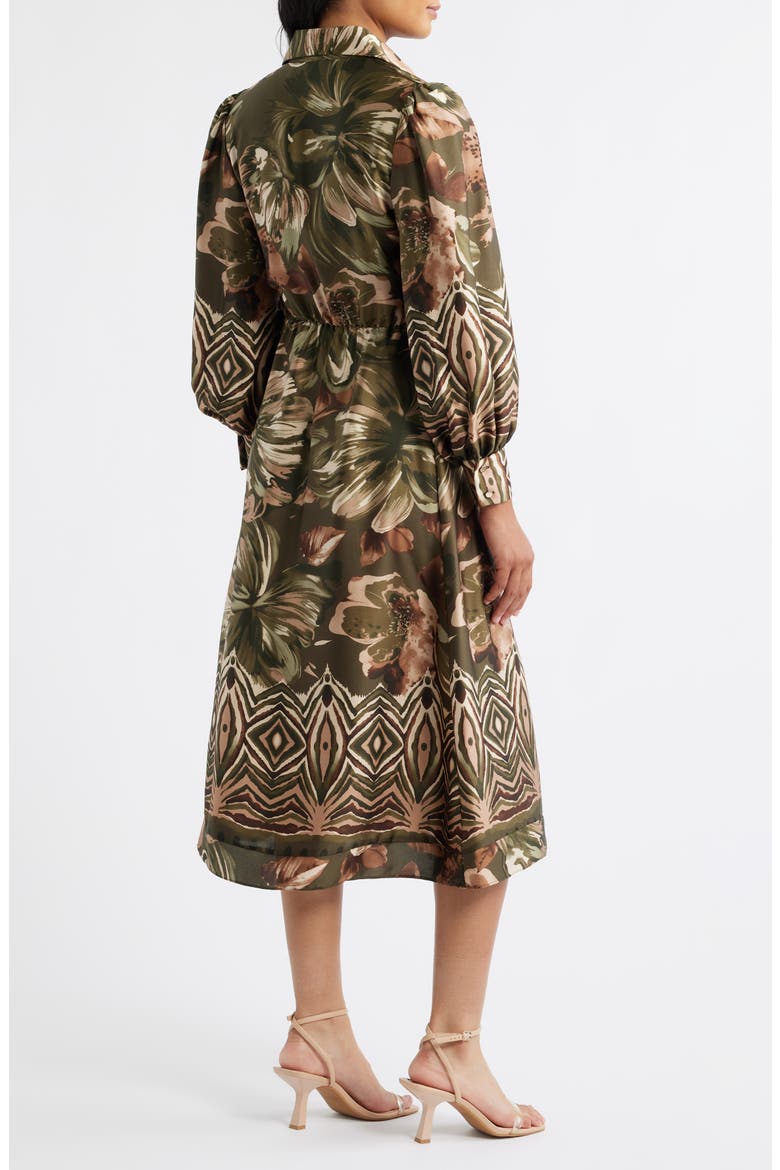 Print Long Sleeve Shirtdress, Alternate, color, GREEN MULTI